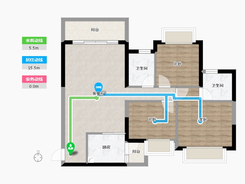 贵州省-遵义市-遵义恒大城-76.17-户型库-动静线