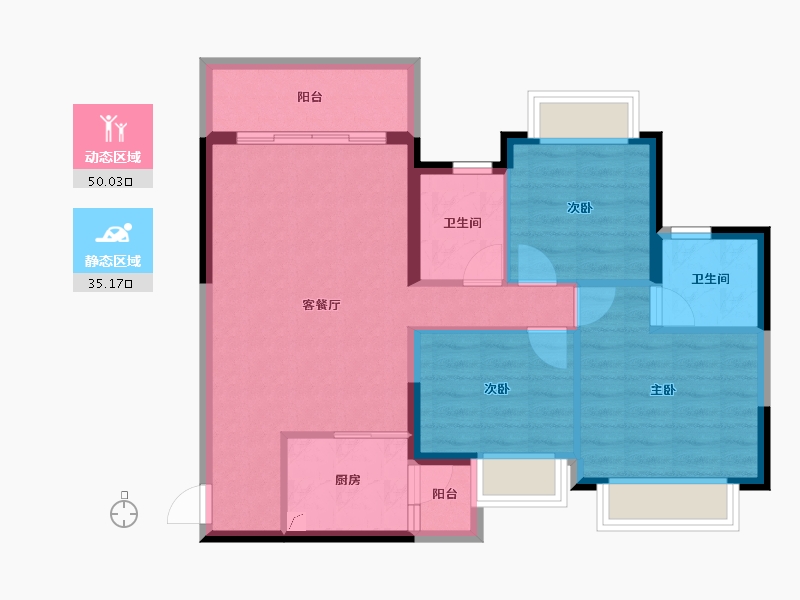 贵州省-遵义市-遵义恒大城-76.17-户型库-动静分区