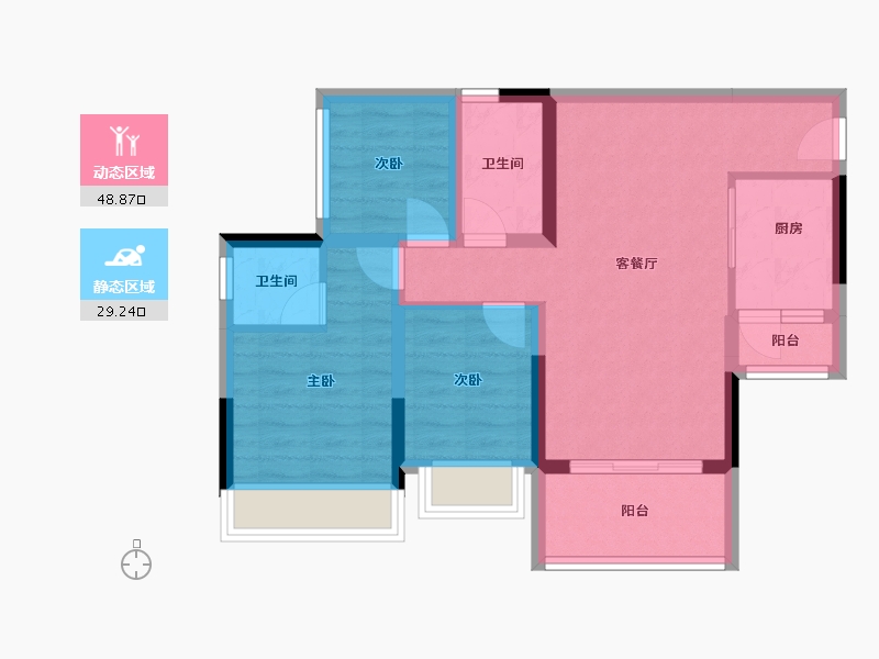 广东省-江门市-丽日·宏都华庭-68.67-户型库-动静分区