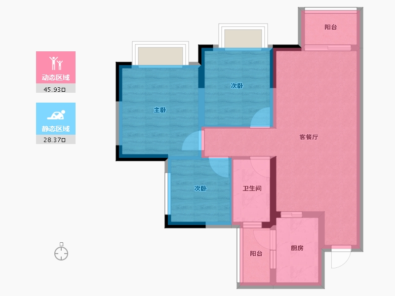 四川省-眉山市-旭辉云樾天境-65.50-户型库-动静分区