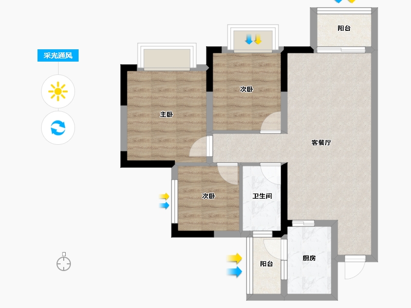 四川省-眉山市-旭辉云樾天境-65.50-户型库-采光通风