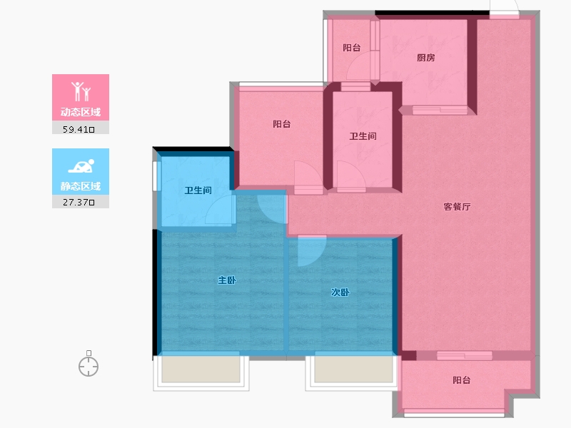 广东省-江门市-怡福新方盛·天睿-76.50-户型库-动静分区