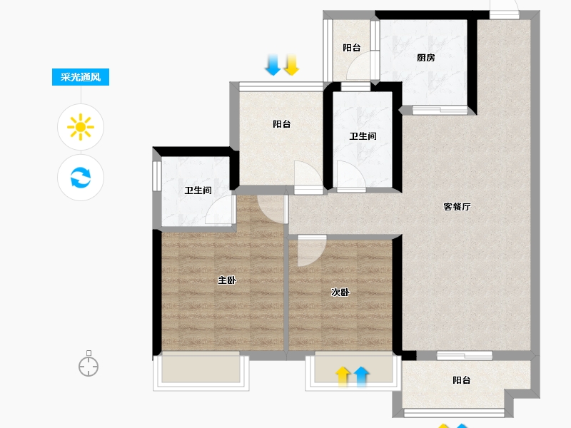 广东省-江门市-怡福新方盛·天睿-76.50-户型库-采光通风