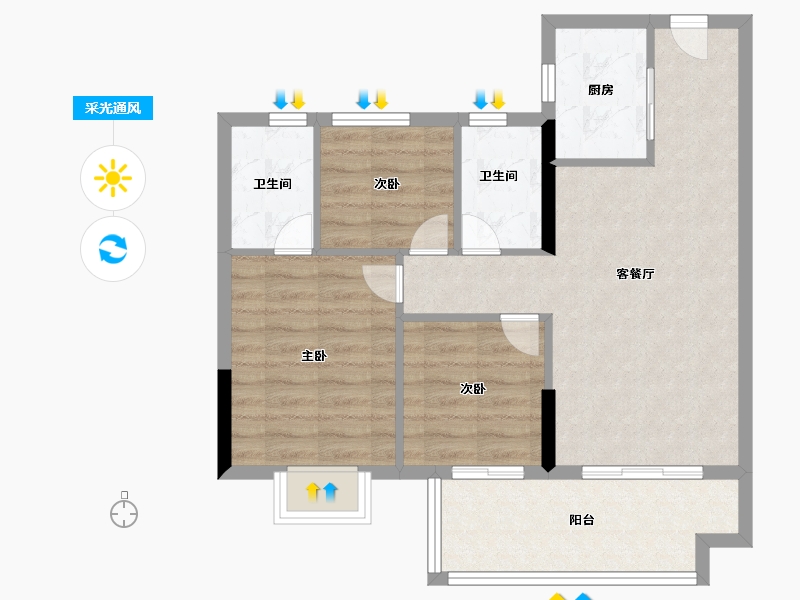 福建省-三明市-永嘉天地翰林府-71.20-户型库-采光通风