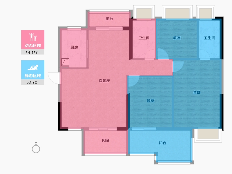 广东省-清远市-卧龙五洲世纪城-96.88-户型库-动静分区