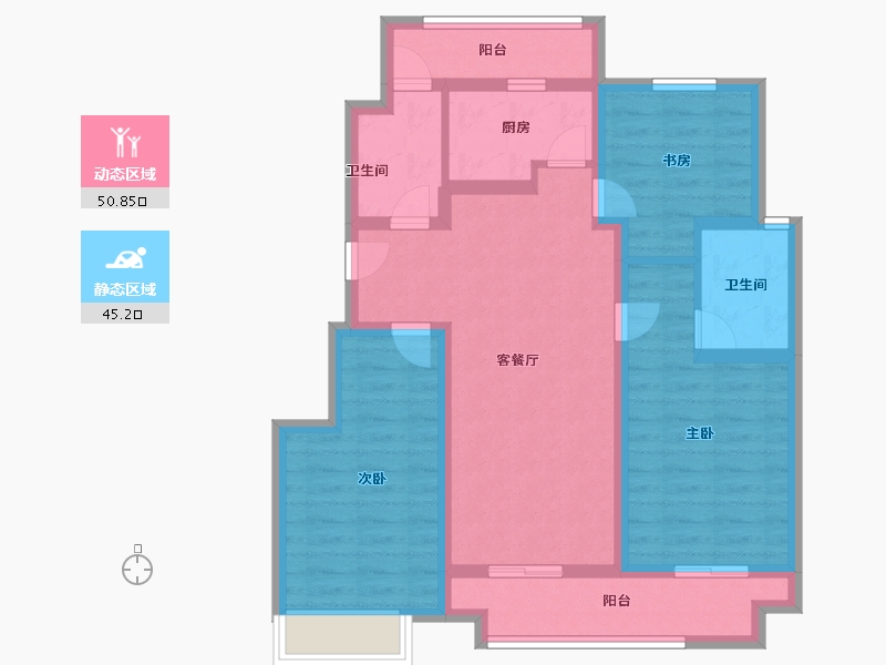 江苏省-镇江市-中昂·璟院-84.00-户型库-动静分区