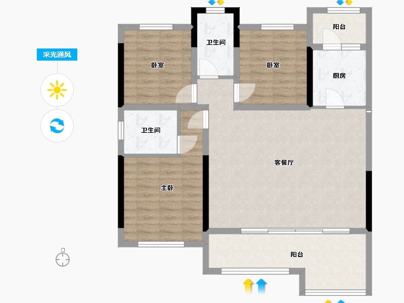 四川省-达州市-蓝光芙蓉风华-93.74-户型库-采光通风