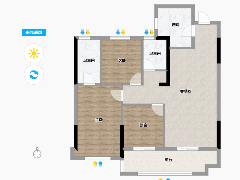 福建省-宁德市-金滩·云璟府-84.58-户型库-采光通风