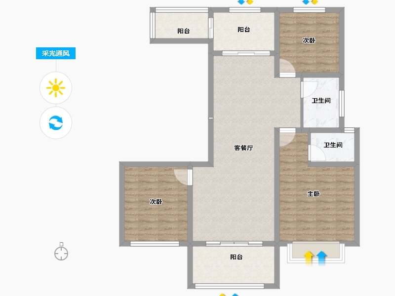 河南省-濮阳市-恒基·悦和府-96.13-户型库-采光通风