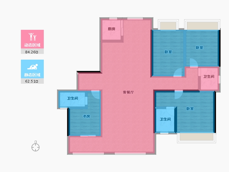 湖南省-常德市-穿紫河壹号-131.35-户型库-动静分区