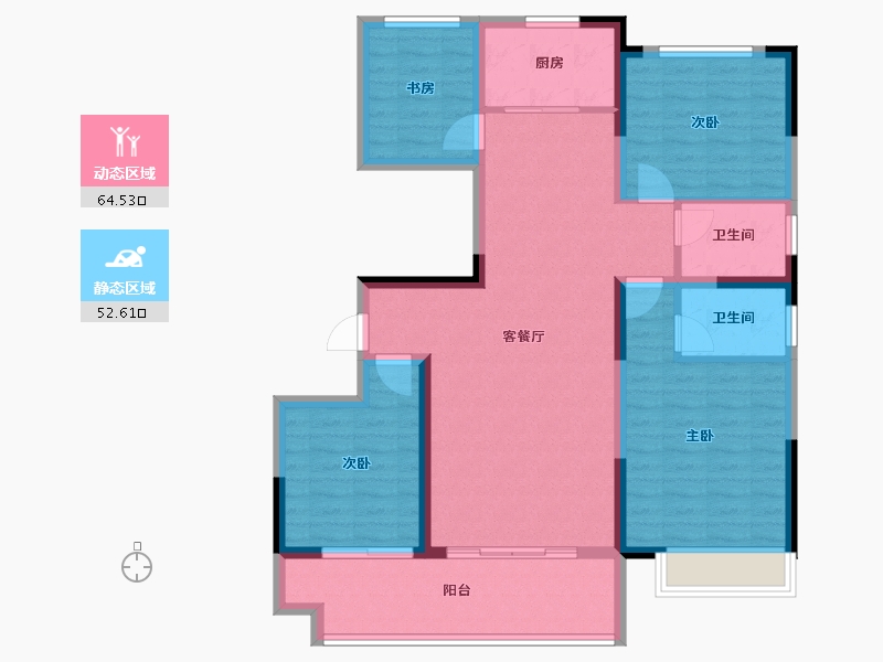 河南省-濮阳市-华信·越绣水岸-105.06-户型库-动静分区