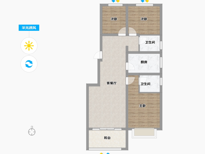 河南省-濮阳市-恒基·悦和府-85.15-户型库-采光通风