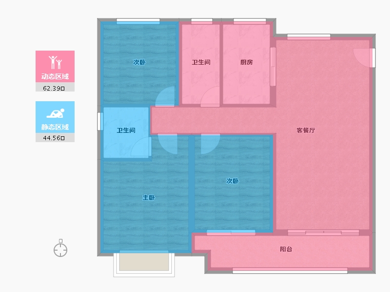 河南省-濮阳市-开州·文苑-96.67-户型库-动静分区