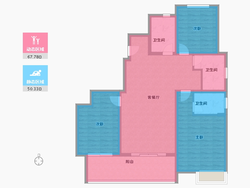 河南省-濮阳市-康桥·宝泊幸福里-106.16-户型库-动静分区