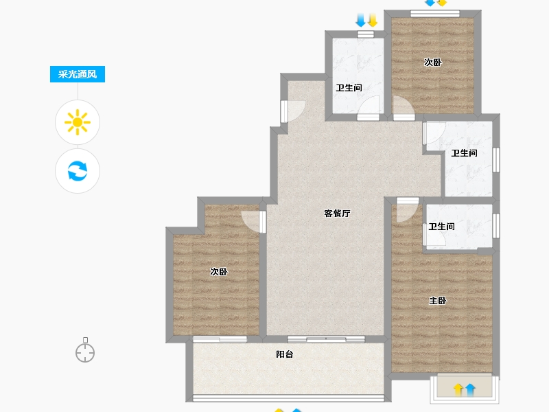 河南省-濮阳市-康桥·宝泊幸福里-106.16-户型库-采光通风