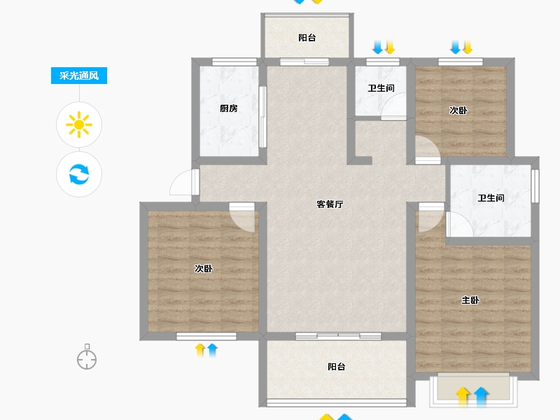 河南省-濮阳市-恒基·悦和府-97.96-户型库-采光通风