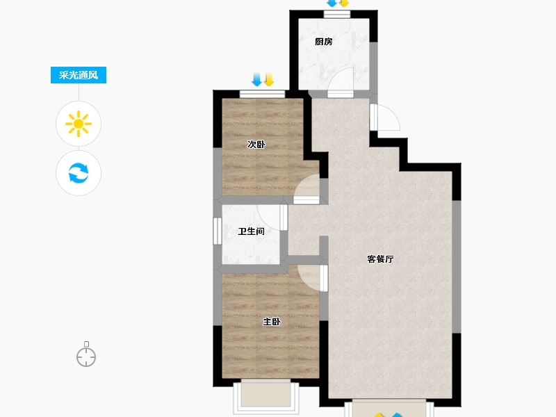 新疆维吾尔自治区-乌鲁木齐市-旭辉广场-58.07-户型库-采光通风