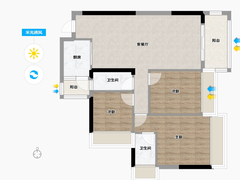 广东省-清远市-海港成天荷1号-74.96-户型库-采光通风