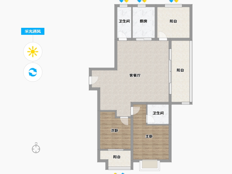 安徽省-滁州市-碧桂园天玺-101.80-户型库-采光通风