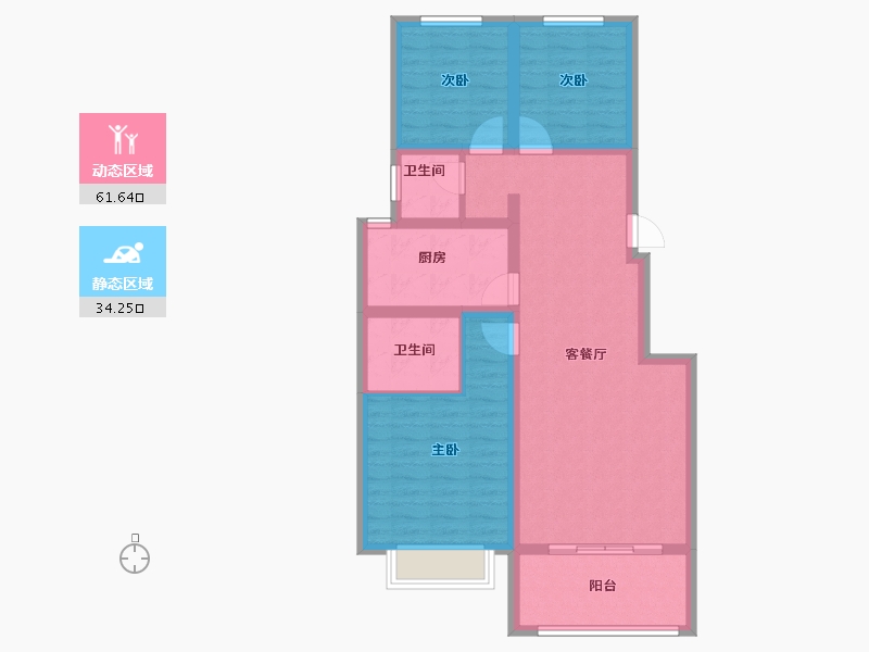 河南省-濮阳市-恒基·悦和府-85.05-户型库-动静分区