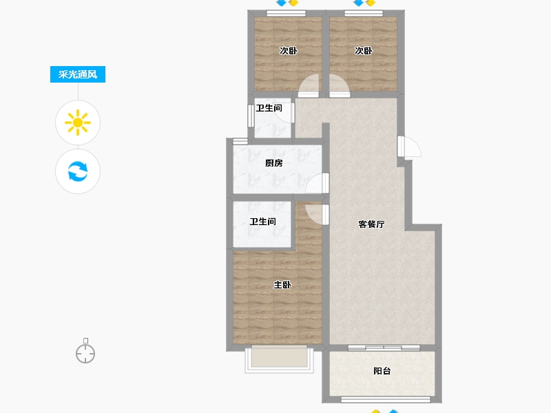 河南省-濮阳市-恒基·悦和府-85.05-户型库-采光通风