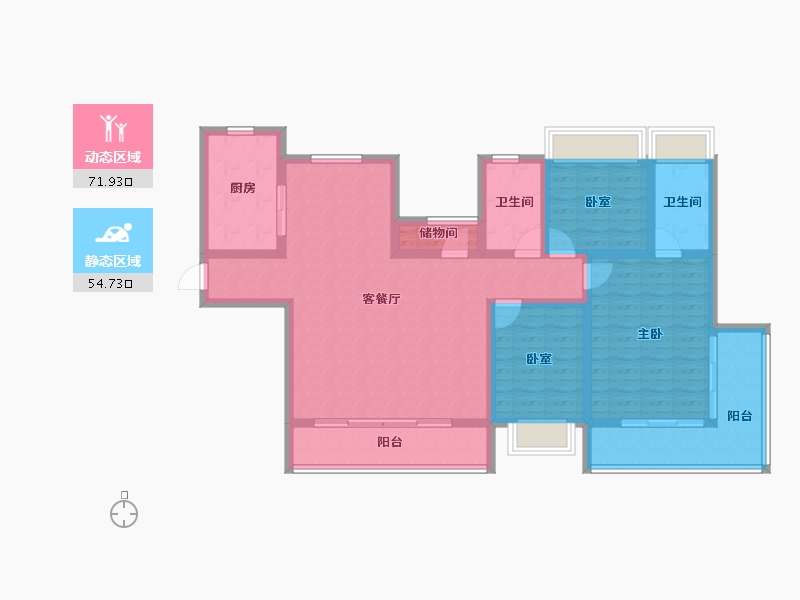 湖南省-常德市-碧桂园·十里江湾-112.86-户型库-动静分区