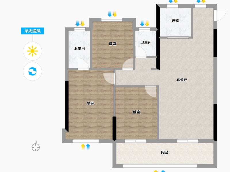 福建省-宁德市-金滩·云璟府-94.58-户型库-采光通风