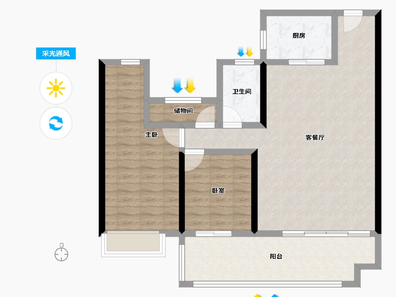 湖南省-常德市-碧桂园·十里江湾-90.83-户型库-采光通风