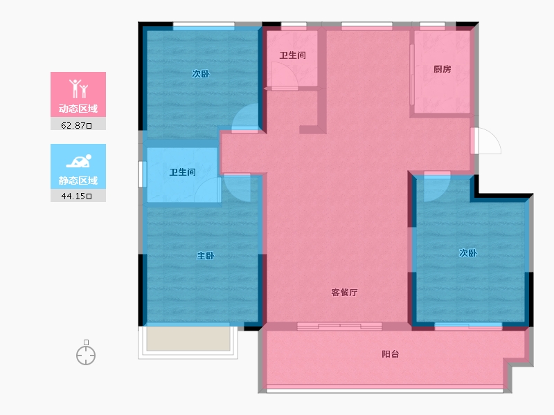 河南省-濮阳市-华信·越绣水岸-95.86-户型库-动静分区