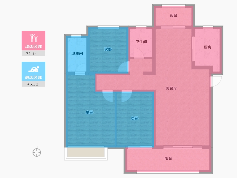 河南省-濮阳市-开州百子园-105.06-户型库-动静分区