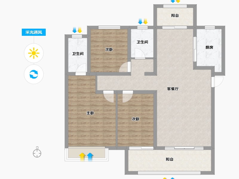 河南省-濮阳市-开州百子园-105.06-户型库-采光通风