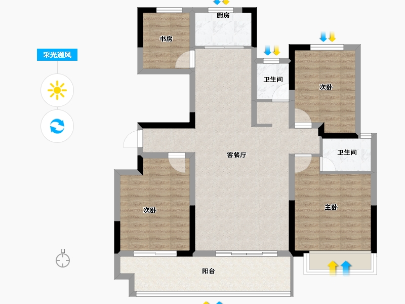 河南省-濮阳市-华信·越绣水岸-105.03-户型库-采光通风