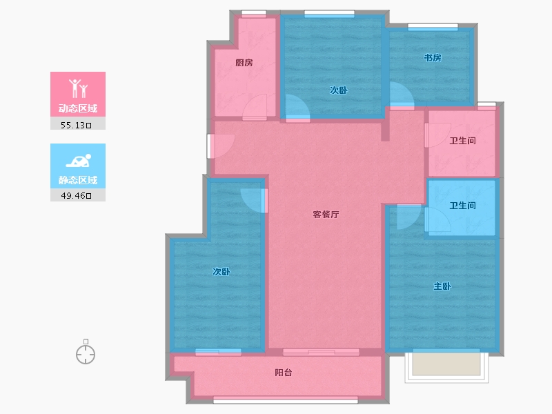 江苏省-镇江市-中昂·璟院-92.80-户型库-动静分区