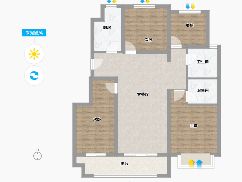 江苏省-镇江市-中昂·璟院-92.80-户型库-采光通风