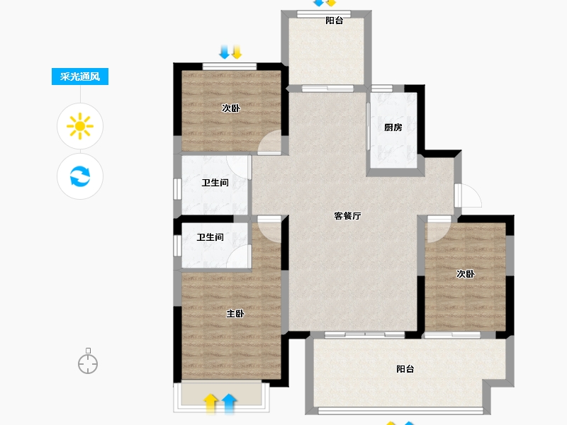 河南省-濮阳市-华信·越绣水岸-98.86-户型库-采光通风