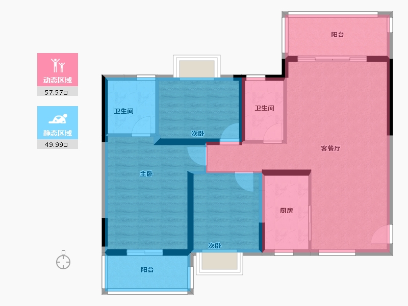 湖南省-郴州市-郴州恒大林溪郡-96.60-户型库-动静分区