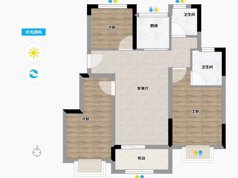 浙江省-湖州市-中南望樾澜庭-71.70-户型库-采光通风