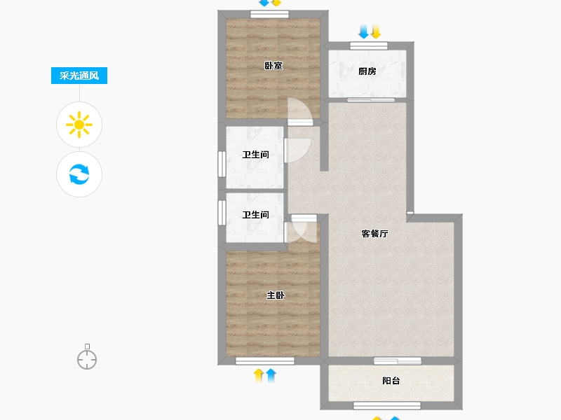 河北省-石家庄市-水木清华园-76.00-户型库-采光通风