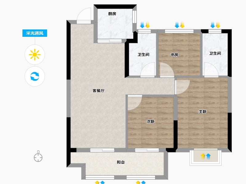 浙江省-湖州市-中南望樾澜庭-79.25-户型库-采光通风