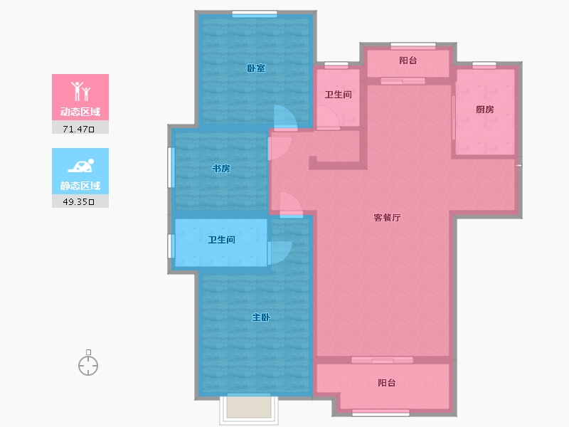 山东省-菏泽市-天润公馆二期-106.00-户型库-动静分区