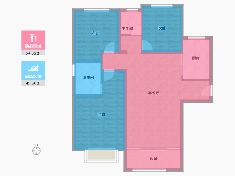 河南省-濮阳市-开州·文苑-89.87-户型库-动静分区