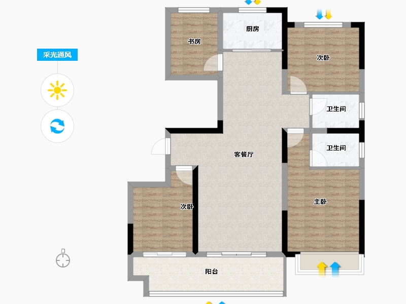 河南省-濮阳市-华信·越绣水岸-104.06-户型库-采光通风