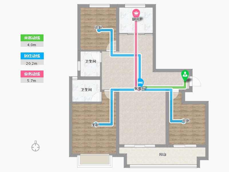 河南省-濮阳市-正东凯旋城2期-94.77-户型库-动静线