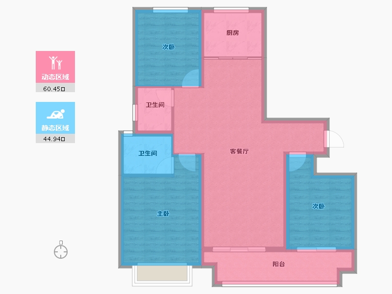 河南省-濮阳市-正东凯旋城2期-94.77-户型库-动静分区