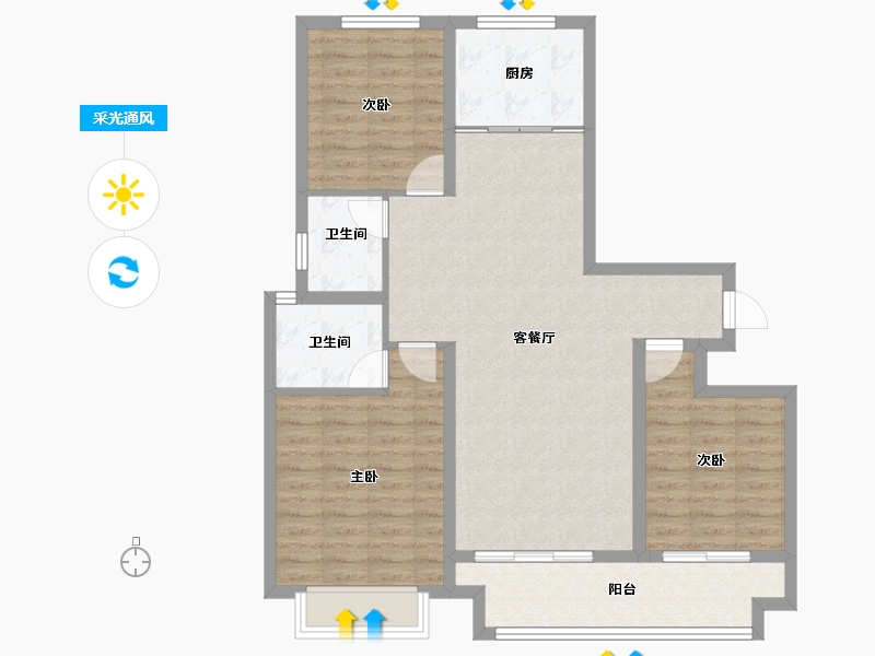 河南省-濮阳市-正东凯旋城2期-94.77-户型库-采光通风