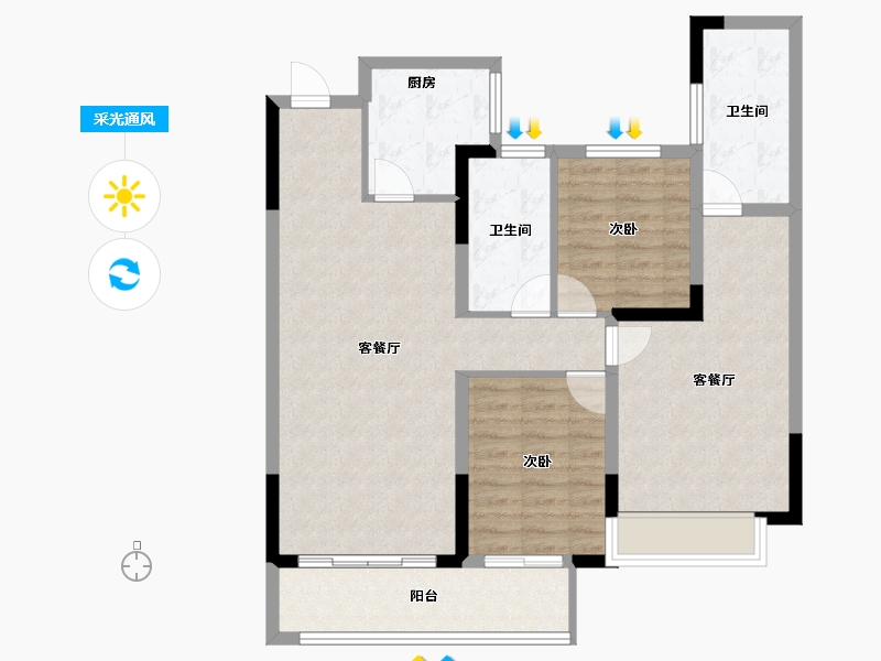 河南省-濮阳市-樱海铭筑-93.95-户型库-采光通风