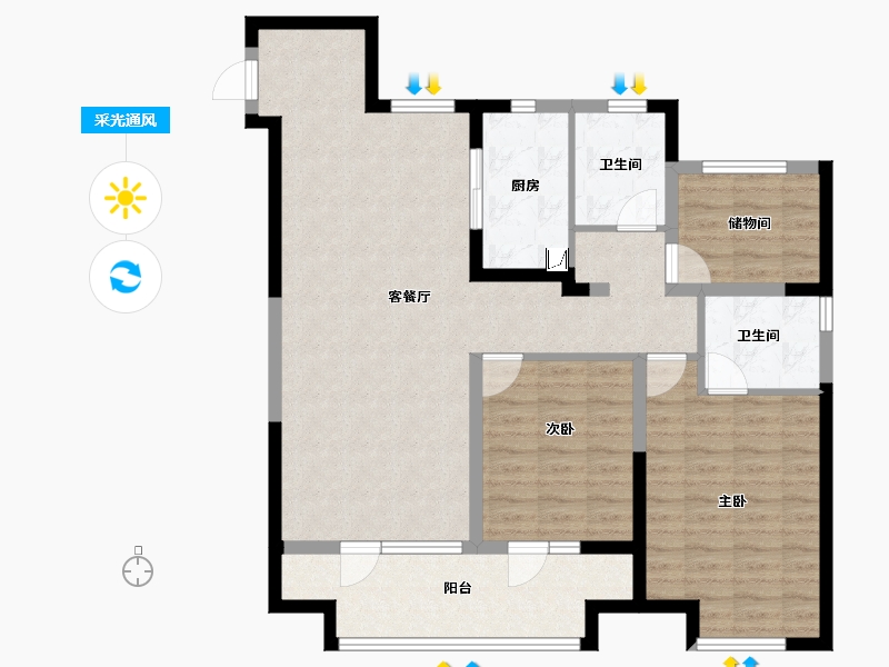 宁夏回族自治区-银川市-银川融创城-101.60-户型库-采光通风