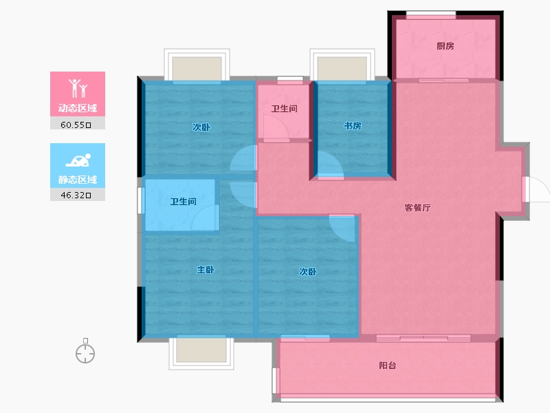 福建省-三明市-永嘉天地翰林府-96.79-户型库-动静分区