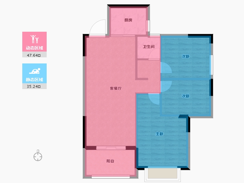 湖北省-宜昌市-盛泰玫瑰园-75.32-户型库-动静分区