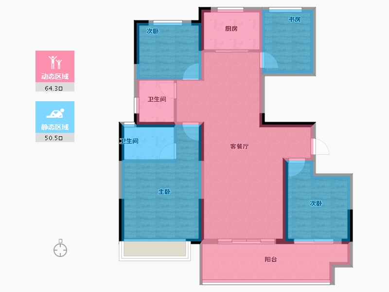 河南省-濮阳市-华信·越绣水岸-103.05-户型库-动静分区